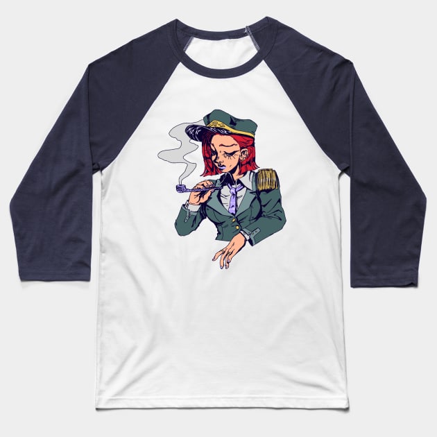 Pipe Smoking Sailor Girl Baseball T-Shirt by Ricka Theien's